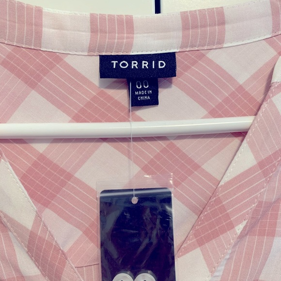 Torrid | Blush Pink Plaid Babydoll Tunic | NWT 00 - Picture 5 of 6